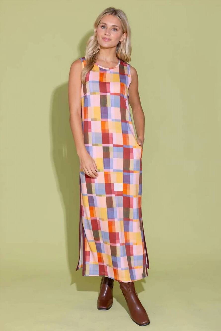 NEW ALDEN ADAIR berkley maxi dress in terracotta check